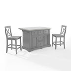Crosley Julia Stainless Steel Top Island W/X-Back Stools - 50 W x60 D x41H