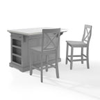 Crosley Julia Stainless Steel Top Island W/X-Back Stools - 50 W x60 D x41H