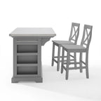 Crosley Julia Stainless Steel Top Island W/X-Back Stools - 50 W x60 D x41H
