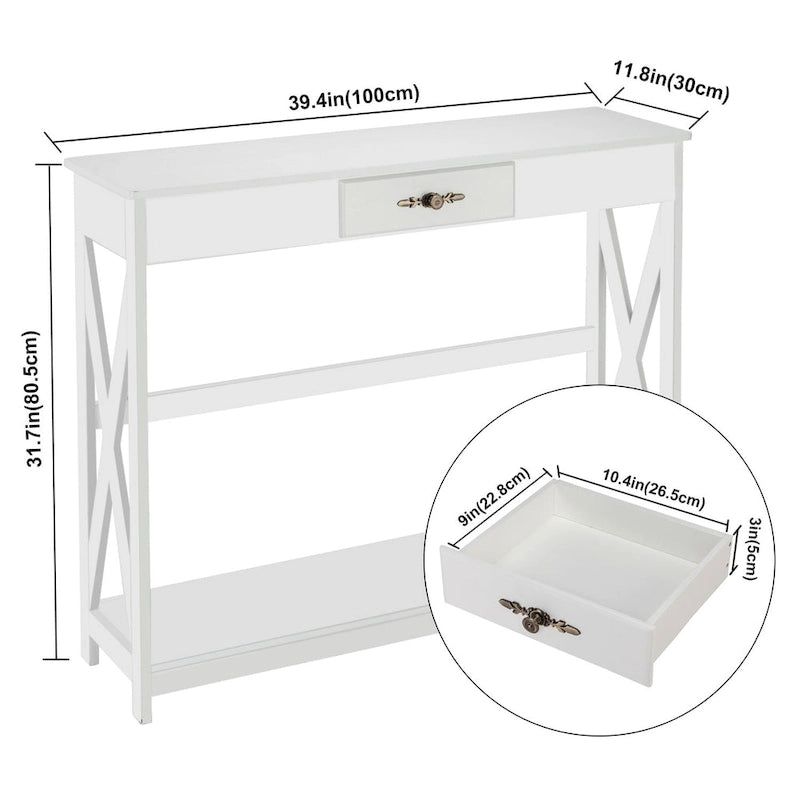 Entryway Table Sofa Table with Drawer and Shelf Slim Console Table with Storage for Hallway