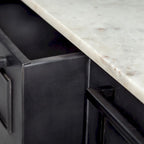 Fieri White Marble Top w/Black Solid Iron Frame Kitchen Island - 58W x 32D x 37H