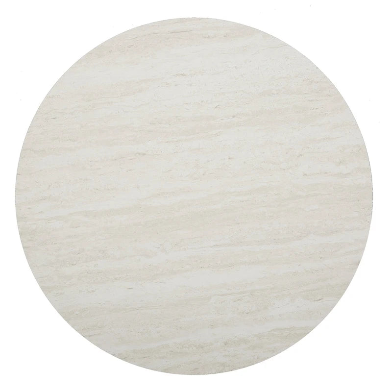 Henderson Modern Faux Marble Round Coffee Table with Gold Geometric Base