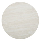 Henderson Modern Faux Marble Round Coffee Table with Gold Geometric Base