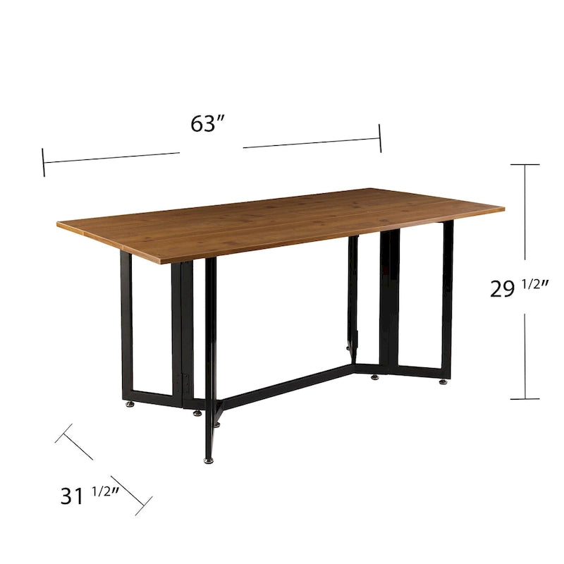 SEI Furniture Driness Weathered Oak with Black Frame Drop Leaf Table