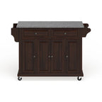 Crosley Full Size Granite Top Vintage Mahogany Kitchen Cart - 18d x 51.5w x 36h