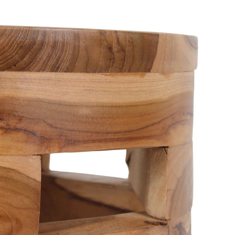 Solid Wood Open Slat Round Accent Table by East at Main