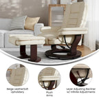 Contemporary Multi-Position Upholstered Recliner Chair with Ottoman