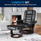 Contemporary Multi-Position Upholstered Recliner Chair with Ottoman