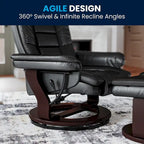 Contemporary Multi-Position Upholstered Recliner Chair with Ottoman