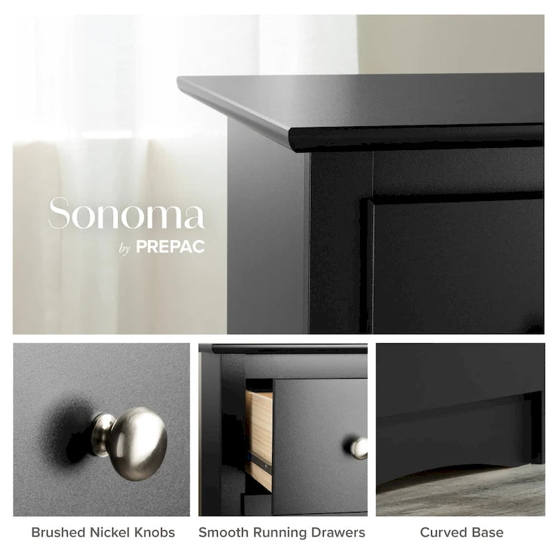 Prepac Sonoma 6 Drawer Dresser for Bedroom, Tall Chest of Drawers, Bedroom Furniture, Clothes Storage and Organizer