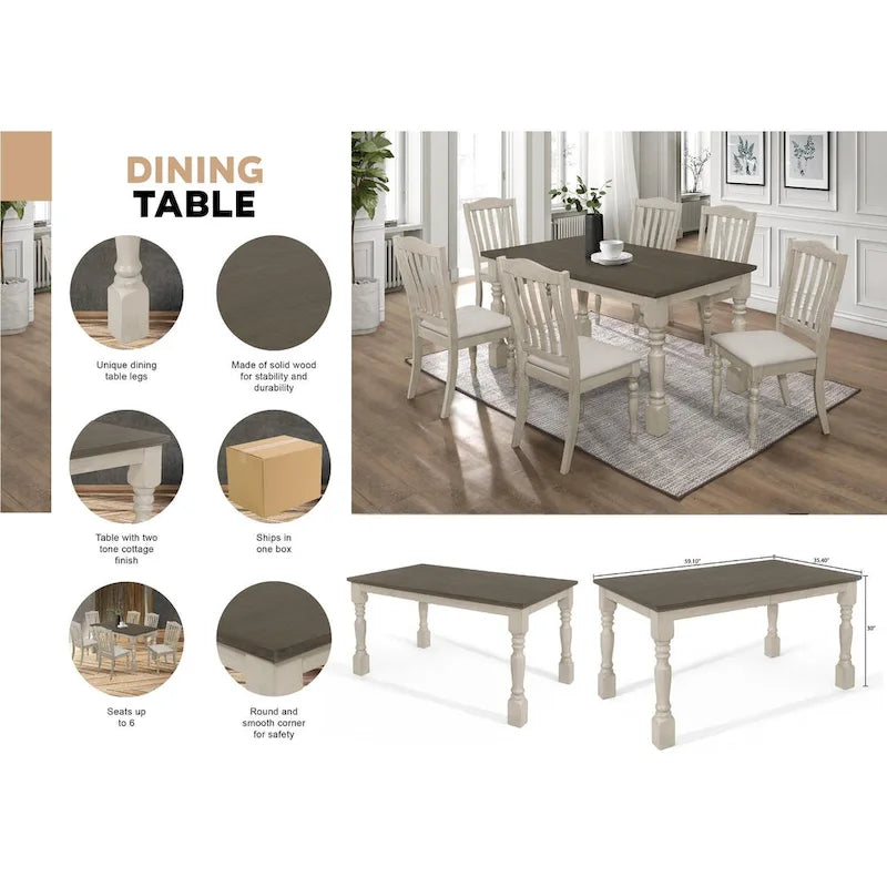 CraftPorch Mid-century Elegant Two-tone 7-piece Dining Set