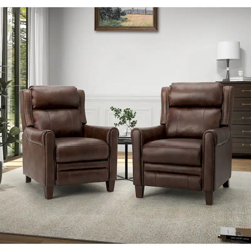 Felisa 32.48 Wide Genuine Leather Manual Recline Set of 2
