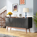 Wooden 4-door Buffet Sideboard with Storage for Kitchen Dining Room
