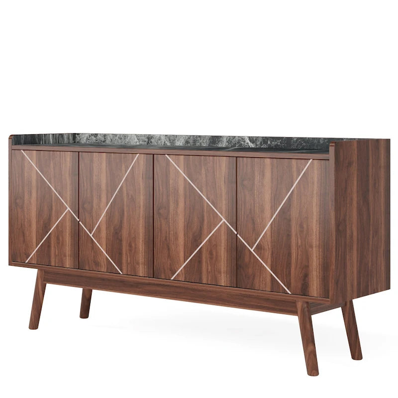 Wooden 4-door Buffet Sideboard with Storage for Kitchen Dining Room