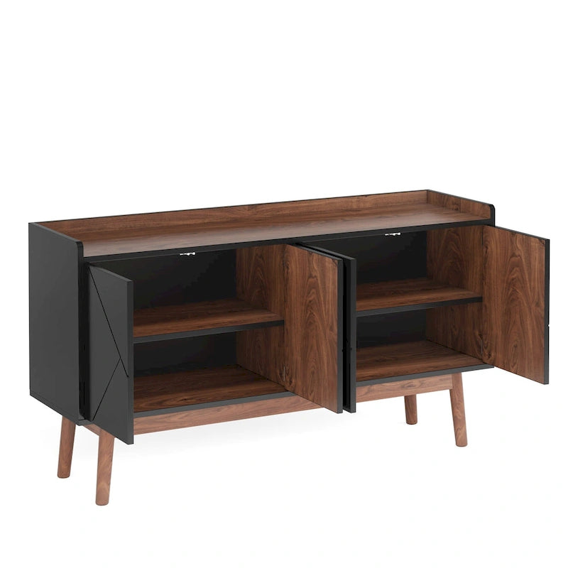 Wooden 4-door Buffet Sideboard with Storage for Kitchen Dining Room