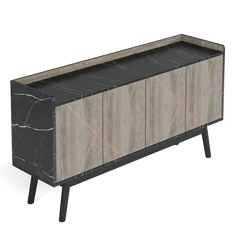 Wooden 4-door Buffet Sideboard with Storage for Kitchen Dining Room