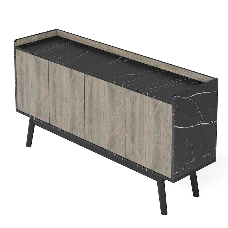 Wooden 4-door Buffet Sideboard with Storage for Kitchen Dining Room