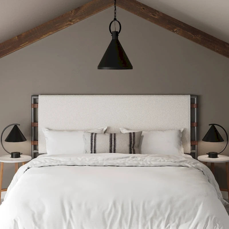 Nathan James Aspen Bed Headboard, Boucle Upholstered Headboard with Matte Metal Frame