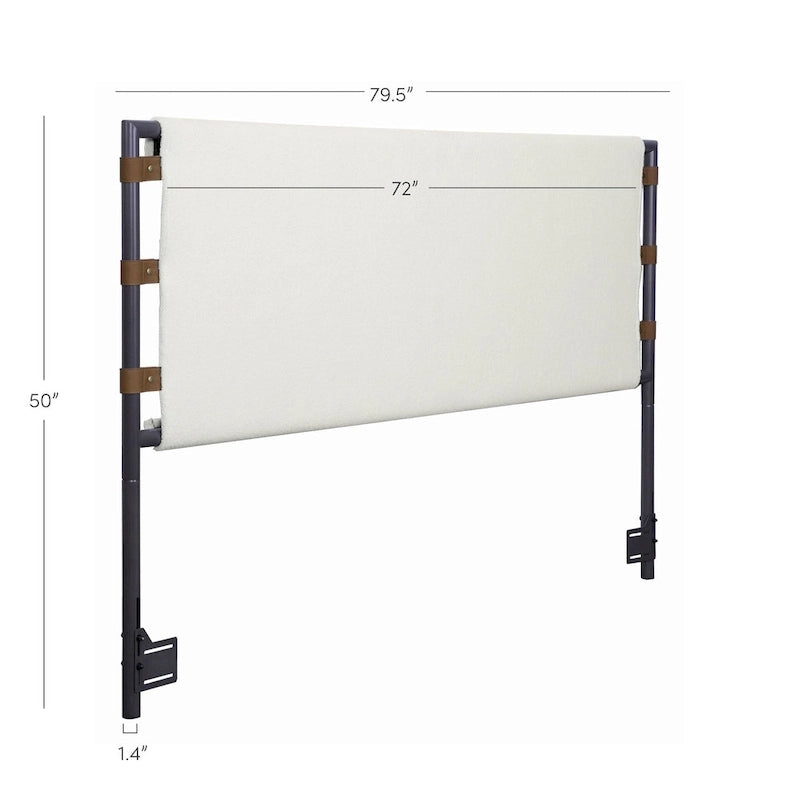 Nathan James Aspen Bed Headboard, Boucle Upholstered Headboard with Matte Metal Frame