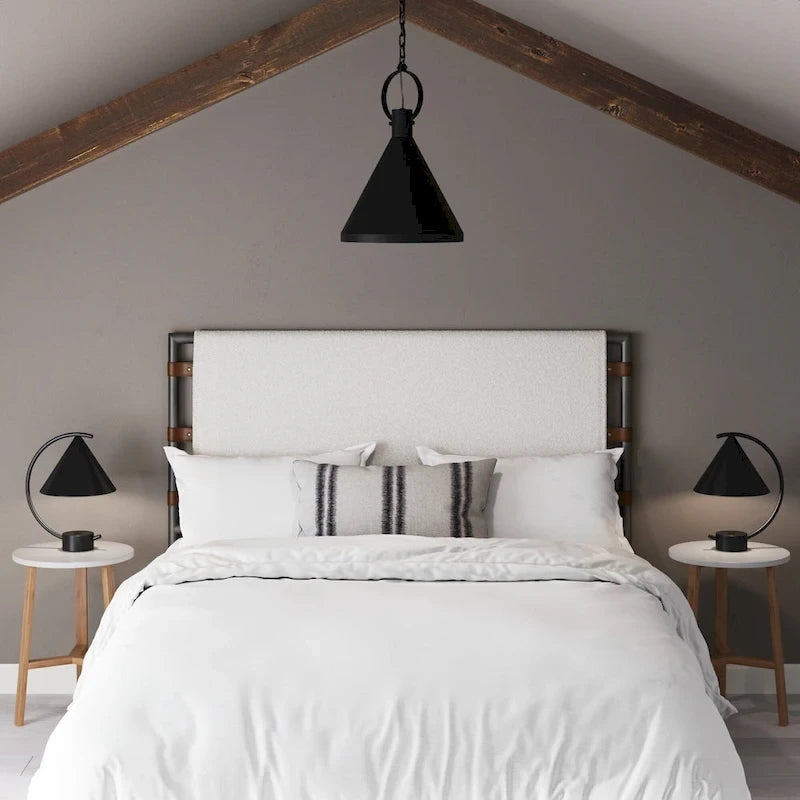Nathan James Aspen Bed Headboard, Boucle Upholstered Headboard with Matte Metal Frame