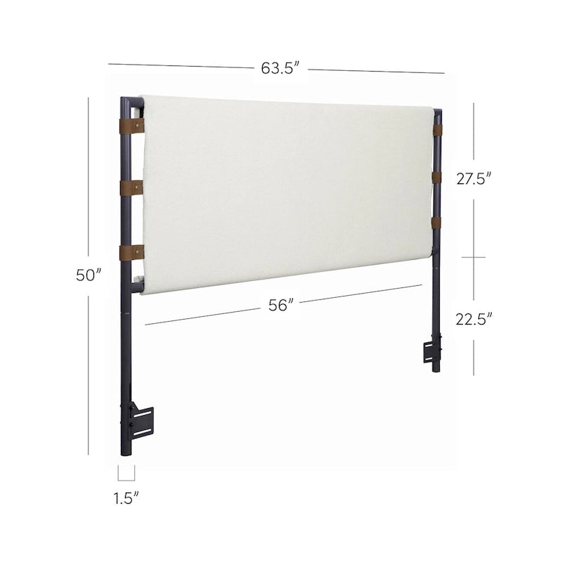 Nathan James Aspen Bed Headboard, Boucle Upholstered Headboard with Matte Metal Frame