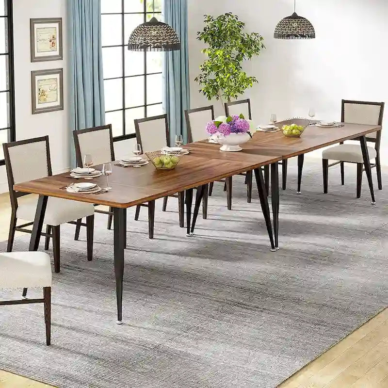 Industrial Dining Table for 6 to 8, Rectangular Kitchen Table