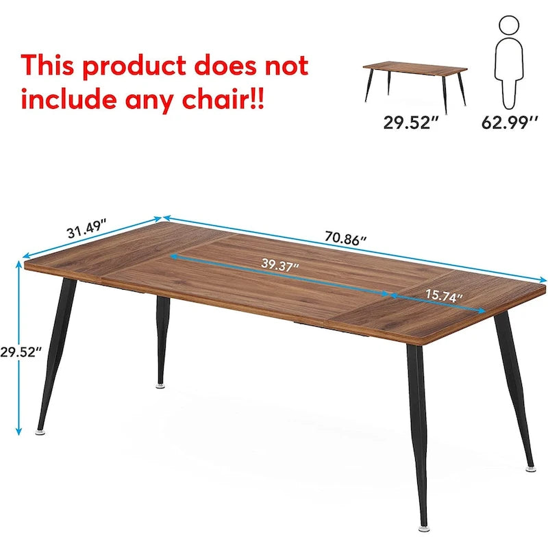Industrial Dining Table for 6 to 8, Rectangular Kitchen Table