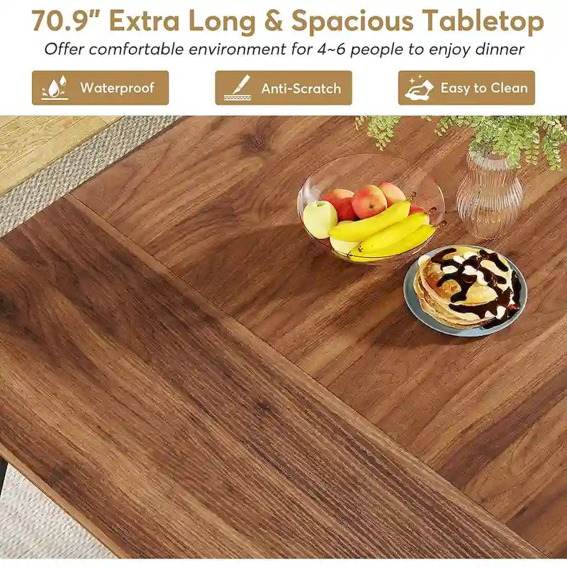 Industrial Dining Table for 6 to 8, Rectangular Kitchen Table