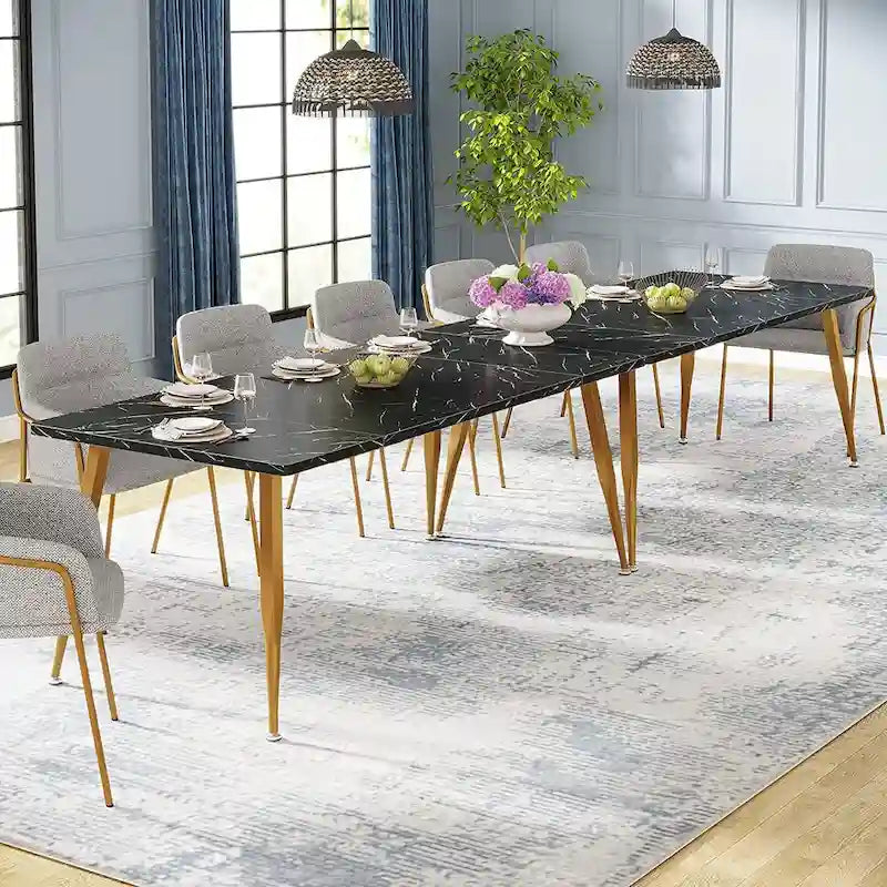 Industrial Dining Table for 6 to 8, Rectangular Kitchen Table