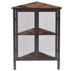 Industrial Triangle Corner Table with Dual Door and 3-tier Shelf Storage Cabinet