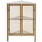 Industrial Triangle Corner Table with Dual Door and 3-tier Shelf Storage Cabinet