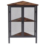 Industrial Triangle Corner Table with Dual Door and 3-tier Shelf Storage Cabinet
