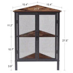 Industrial Triangle Corner Table with Dual Door and 3-tier Shelf Storage Cabinet