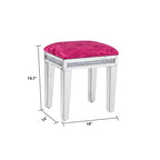 Mirror Diamond Vanity Stool with Velvet Upholstered Seat
