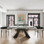 Modern Minimalist 6 - Person Sintered Stone Extendable Dining Set