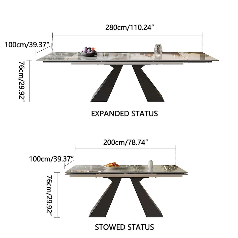 Modern Minimalist 6 - Person Sintered Stone Extendable Dining Set