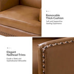 Lourdes Genuine Leather Armchair with Solid Wood Frame and Removable Seat Cushion by HULALA HOME