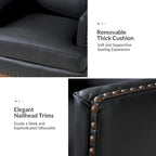 Lourdes Genuine Leather Armchair with Solid Wood Frame and Removable Seat Cushion by HULALA HOME