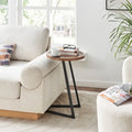 Addison Round Raised Lip Edge Angled Couch-Side Accent C-Table - Black Marble or Brown Walnut