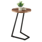 Addison Round Raised Lip Edge Angled Couch-Side Accent C-Table - Black Marble or Brown Walnut