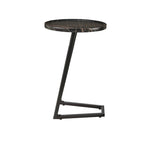 Addison Round Raised Lip Edge Angled Couch-Side Accent C-Table - Black Marble or Brown Walnut