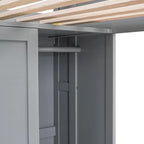 Wood Loft Bed with Multiple Storage Shelves,Desk,Wardrobe and Safety Guaranteed,Twin Size