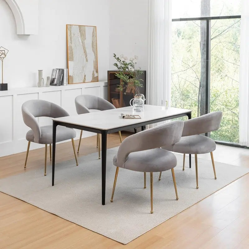 SEYNAR Mid Century Modern Velvet Upolstered Open-Back Dining Chair Set of 4