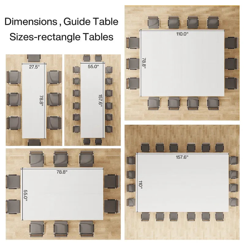6.5FT Conference Table for 6-8 People , 78 inch Long Rectangular Seminar Table