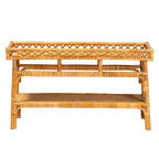 Savitri Modern Bohemian Natural Rattan 2-Tier Console Table
