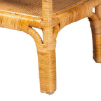 Savitri Modern Bohemian Natural Rattan 2-Tier Console Table
