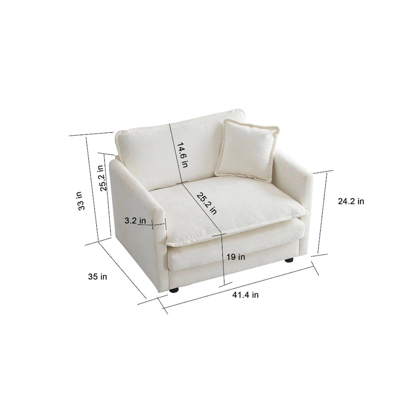 2 Seater Loveseat and Chair Set, 2 Piece Sofa & Chair Set, Loveseat and Accent Chair , 2-Piece Upholstered Chenille Sofa Living