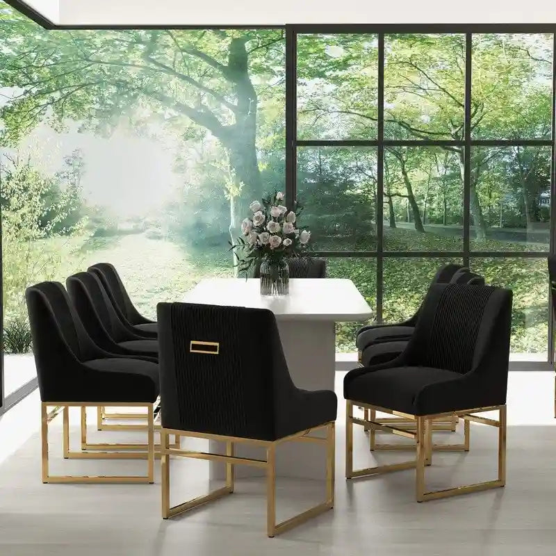 SEYNAR Contempoary Velvet Dining Chair with Metal Frame Legs, set of 8