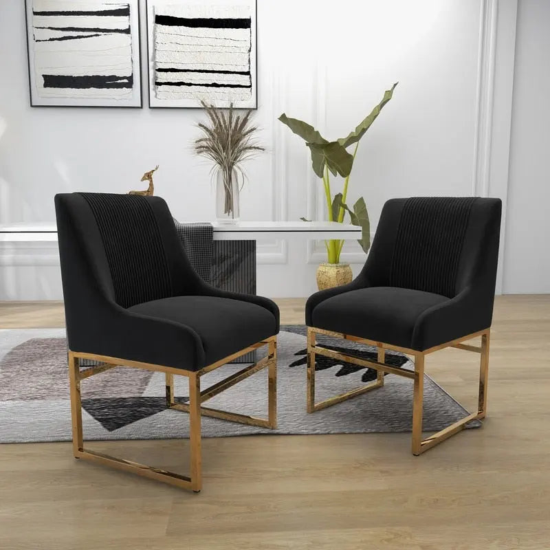 SEYNAR Contempoary Velvet Dining Chair with Metal Frame Legs, set of 8
