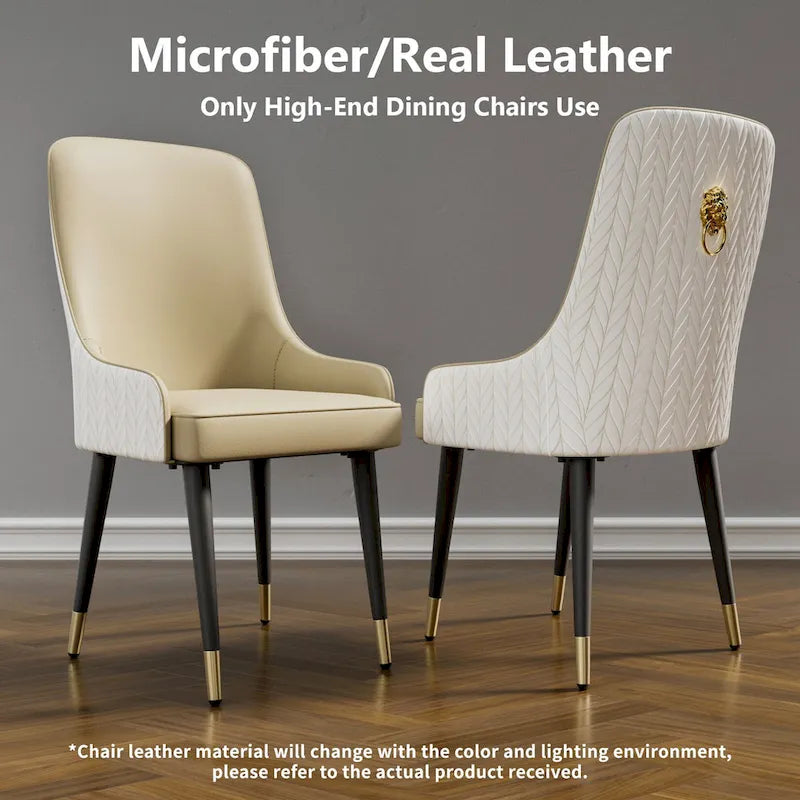 Modern PU Leather Set of 2 Dining Chairs with Metal Legs - 17x17x36